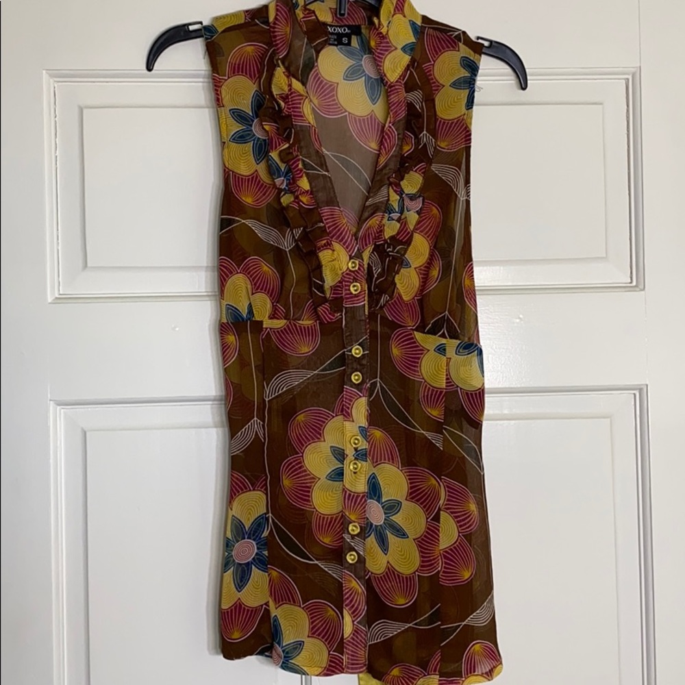 XOXO Sheer Button Up Top Size S